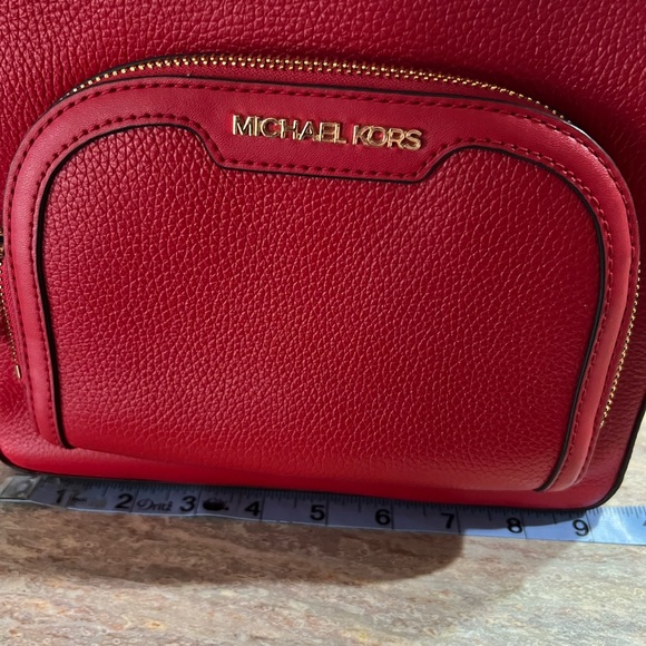 Michael Kors Leather Backpack NWT Bright Red with gold zippers, 5x9.5x12. - Picture 6 of 9